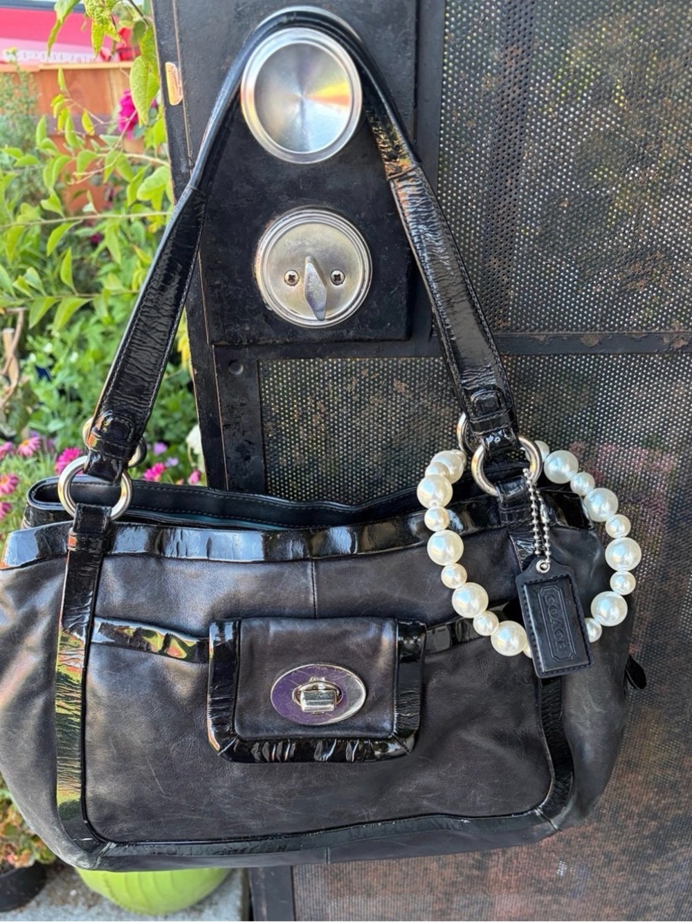 Beautiful Vintage Coach Cricket Black Leather Satchel hobo Bag good preloved